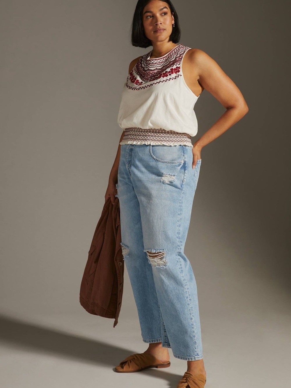 Linni Smocked Embroidered Top - Anthro
